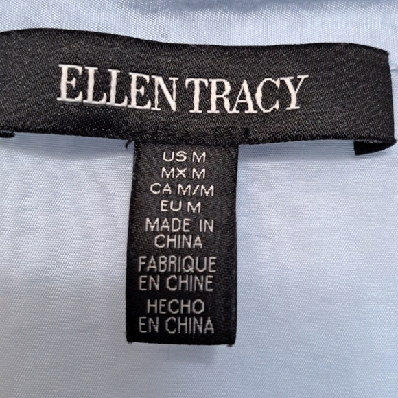 Ellen Tracy Baby Blue Sleeveless Knot Front Blouse Size M - Picture 6 of 7